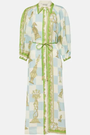 ALÉMAIS AlÃ©mais Checkmate printed linen shirt dress