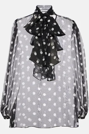 Dolce & Gabbana Polka-dot bow-detail silk chiffon blouse