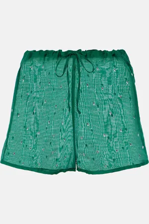 Oseree OsÃ©ree Gem crystal-embellished cotton and silk shorts