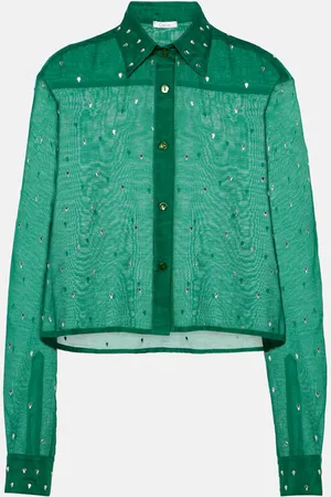 Oseree OsÃ©ree Gem crystal-embellished cotton and silk shirt