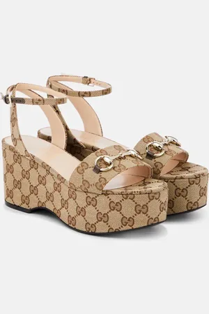 Gucci Horsebit GG Canvas platform sandals