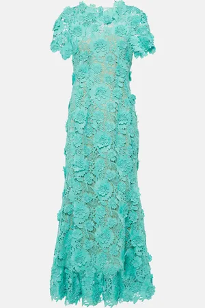 Oscar de la Renta Floral guipure lace midi dress