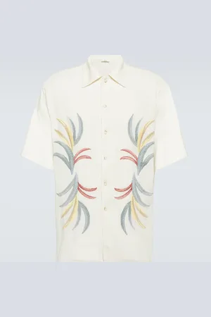 COMMAS Embroidered linen and cotton bowling shirt