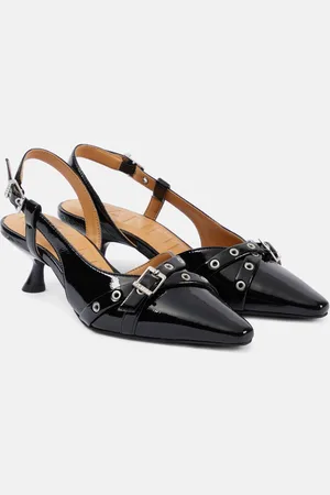Ganni Eyelets faux leather slingback pumps