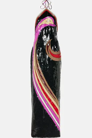 Puccini Sequined printed halterneck gown