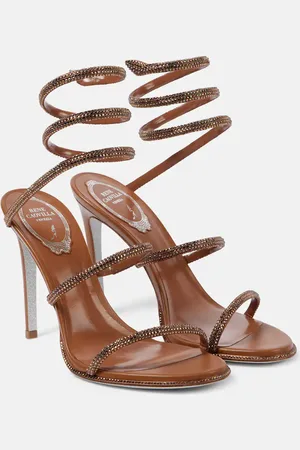RENE CAOVILLA Cleo 105 embellished satin and leather sandals