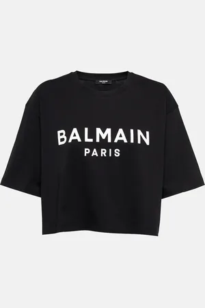 Balmain Logo cotton jersey cropped T-shirt