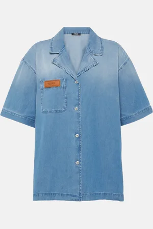 VERSACE Logo denim bowling shirt
