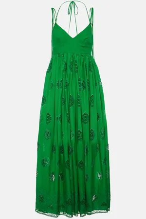 Erdem Embroidered cotton-blend midi dress