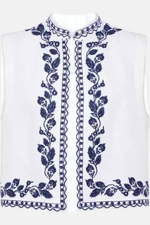 Loro Piana Dabney embroidered linen vest