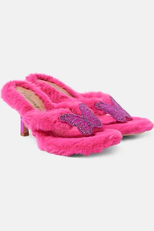BLUMARINE Butterfly 75 faux fur sandals