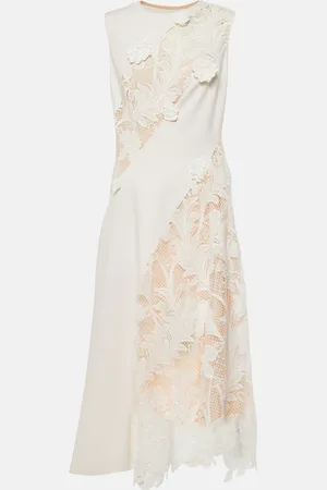 Oscar de la Renta Lace-trimmed wool-blend midi dress
