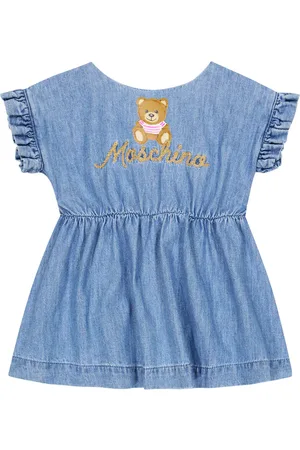 Moschino Baby embroidered cotton chambray dress