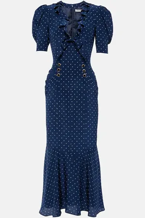 Alessandra Rich Polka-dot bow-detail silk midi dress