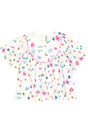 Il gufo Floral-print cotton top