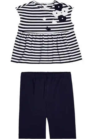 Il gufo Baby striped cotton top and pants set