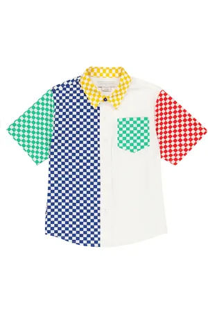 Stella McCartney Colorblocked checked cotton shirt