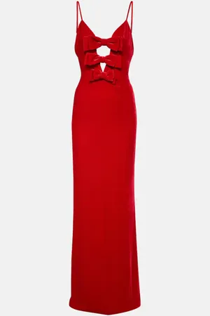 Alessandra Rich Bow-detail velvet gown