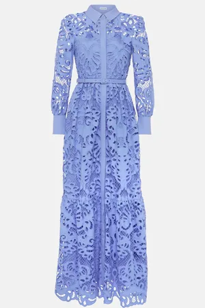 Self-Portrait Belted cotton lace maxi dress