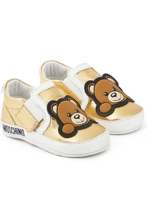 Moschino Baby logo metallic leather sneakers