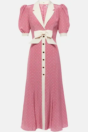 Alessandra Rich Bow-detail polka-dot silk maxi dress