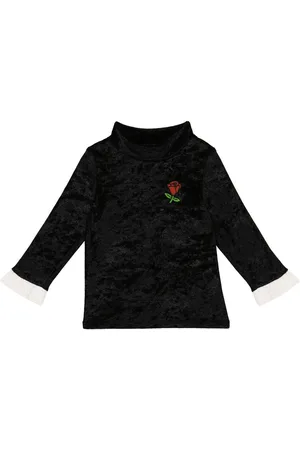 Mini Rodini Embroidered high-neck velour top
