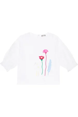 Il gufo Floral cotton T-shirt