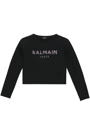 Balmain Embellished cotton crop top