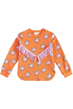 Stella McCartney Printed fringed cotton sweatshirt