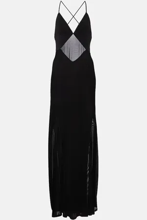 Staud Fleur mesh-paneled jersey gown