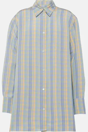Totême Checked oversized linen-blend shirt
