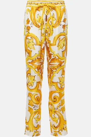 Dolce & Gabbana Majolica silk straight pants