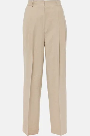Totême Pleated linen-blend straight pants