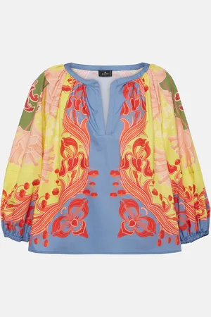Etro Printed balloon-sleeve cotton blouse