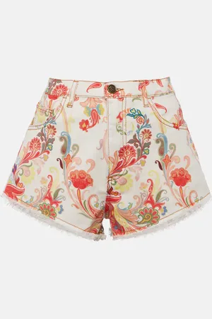 Etro Mid-rise paisley denim shorts