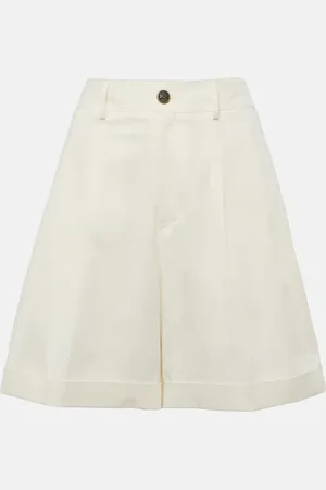 Etro Pleated cotton-blend gabardine shorts