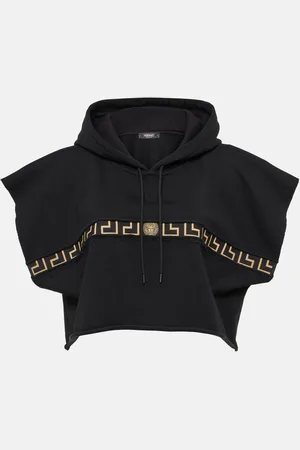 VERSACE Greca Border jersey cropped hoodie