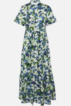 Erdem Floral tiered cotton poplin midi dress