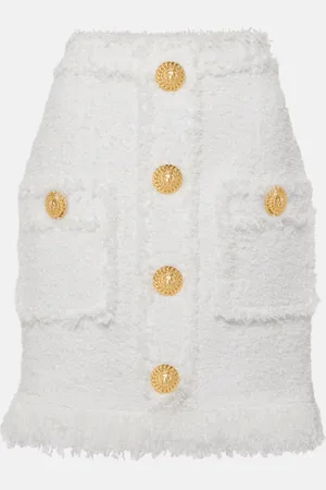 Balmain Fringed tweed miniskirt