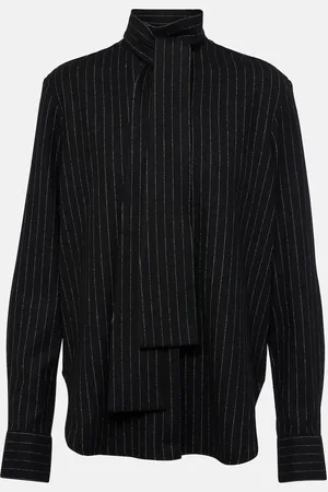 ALEX PERRY Pinstripe tie-neck shirt