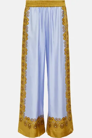 La DoubleJ Printed silk twill palazzo pants
