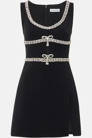 Self-Portrait Crystal-embellished crÃªpe minidress