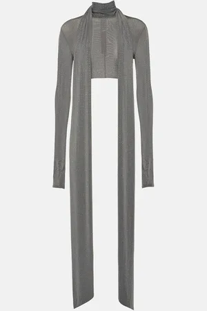 ALEX PERRY Scarf-detail embellished jersey crop top