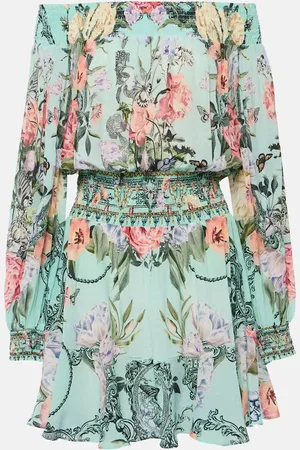 Camilla Floral off-shoulder silk minidress