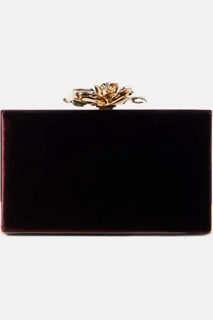 Victoria Beckham Frame Flower Mini velvet clutch