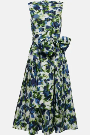 Erdem Floral bow-detail cotton midi dress