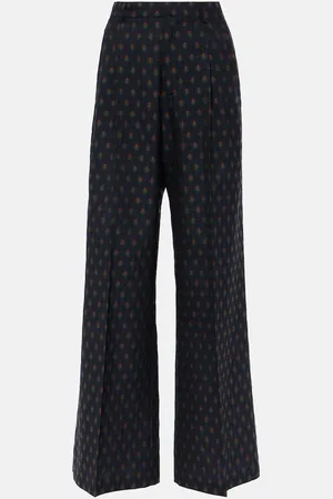 Etro High-rise wool and cotton wide-leg pants