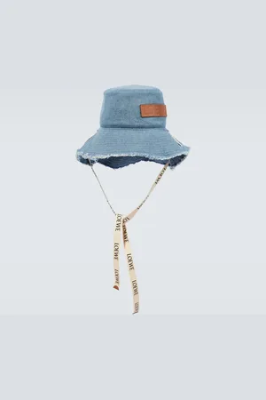 Loewe Logo distressed denim bucket hat