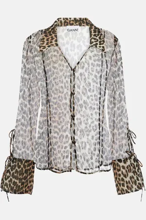Ganni Leopard-print chiffon shirt