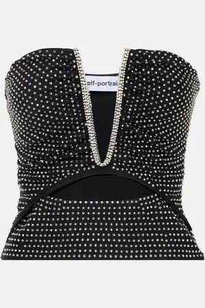 Self-Portrait Embellished cutout tube top